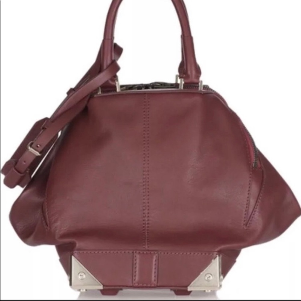 Alexander wang marina satchel shoulder bag burgundy leather